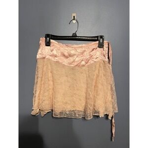 Angie Y2K Light Pink Satin And Lace Mini Skirt Size Small Fairy Boho Festival